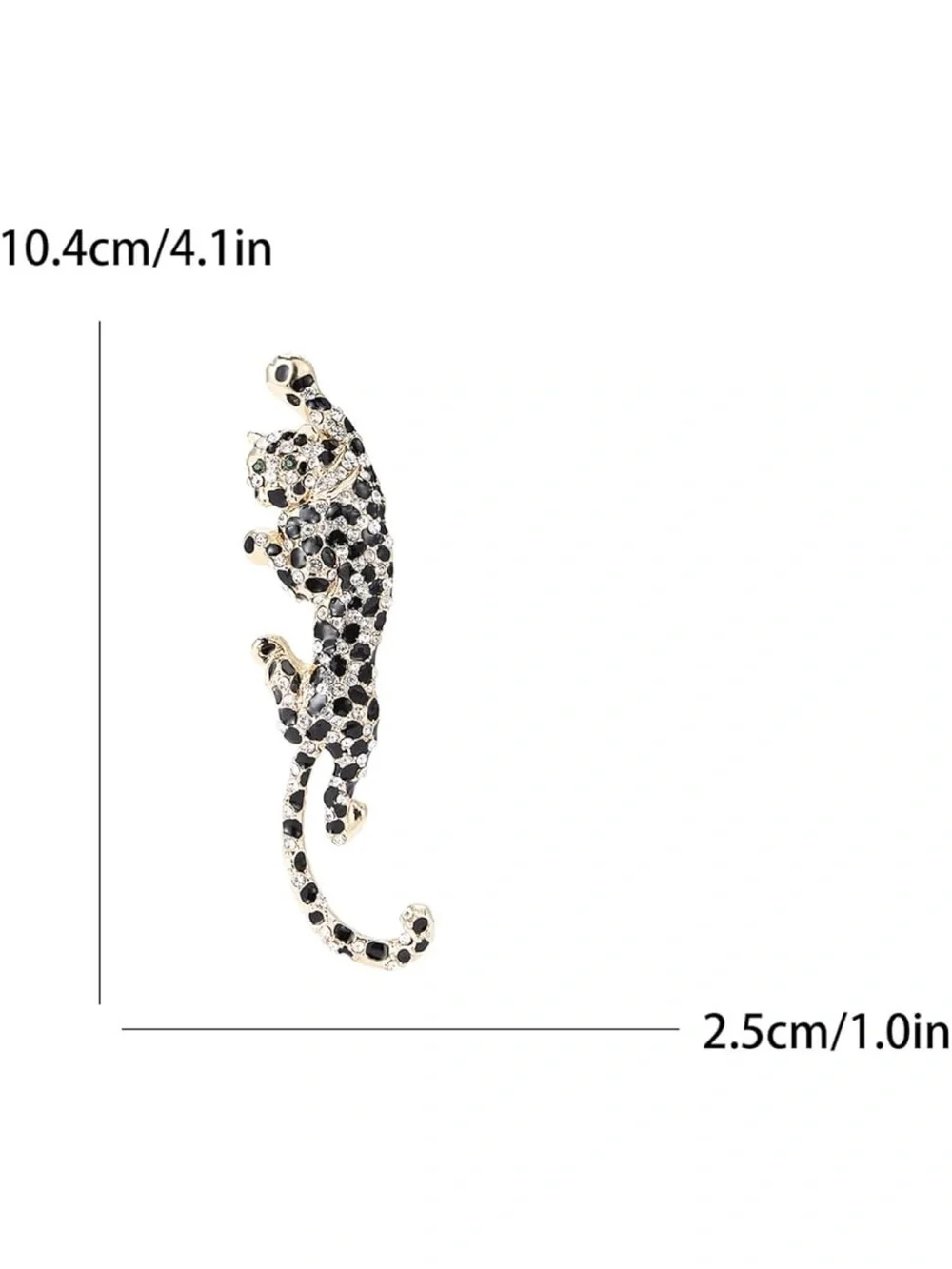 Leopard Brooch with Black Spots and Green Eyes